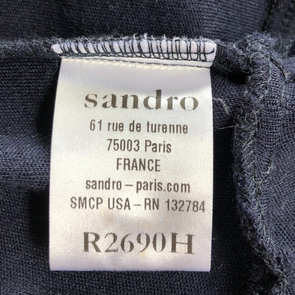 Sandro wool blend navy blue lace beaded sweater Dress European Sz 1 (US Sz S) - Picture 9 of 10